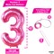 40 Inch Hot Pink Large 3 Number Balloons Big Foil Helium Number Balloons 0-9 Jumbo Happy 3rd Mylar Birthday Party Decorations for Girl Anniversary Party Supplies